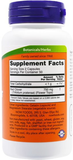 草藥，紅三葉草 - Now Foods, Red Clover, 375 mg, 100 Capsules