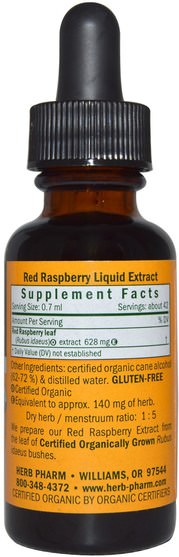 草藥，紅樹莓 - Herb Pharm, Red Raspberry, 1 fl oz (29.6 ml)