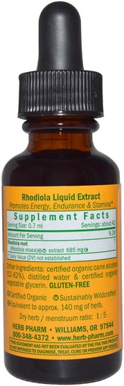 草藥，紅景天，適應原 - Herb Pharm, Rhodiola, 1 fl oz (30 ml)