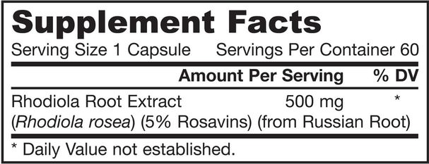 草藥，紅景天，適應原 - Jarrow Formulas, Rhodiola Rosea, 500 mg, 60 Capsules