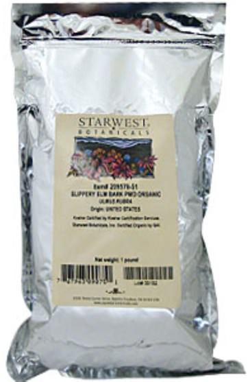 草藥，滑榆樹 - Starwest Botanicals, Organic Slippery Elm Bark Powder, 1 lb (453.6 g)