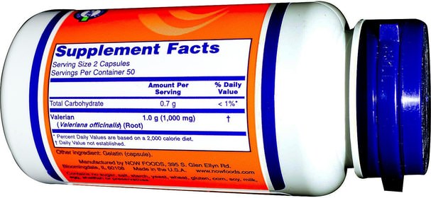 草藥，纈草 - Now Foods, Valerian Root, 500 mg, 100 Veg Capsules