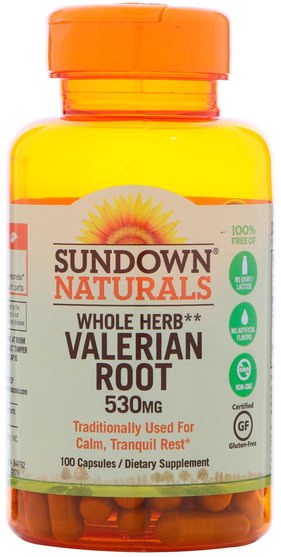 草藥，纈草 - Sundown Naturals, Valerian Root, 530 mg, 100 Capsules