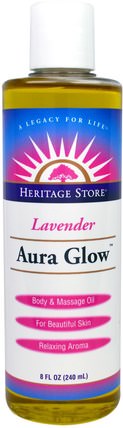 Aura Glow, Lavender, 8 fl oz (240 ml) by Heritage Stores, 健康，皮膚，按摩油 HK 香港