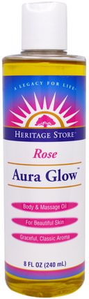 Aura Glow, Rose, 8 fl oz (240 ml) by Heritage Stores, 健康，皮膚，按摩油，沐浴，美容，沐浴油 HK 香港