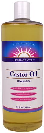 Castor Oil, 32 fl oz (960 ml) by Heritage Stores, 健康，皮膚，蓖麻油 HK 香港