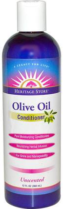 Olive Oil Conditioner, Unscented, 12 fl oz (360 ml) by Heritage Stores, 洗澡，美容，護髮素，頭髮，頭皮，洗髮水，護髮素 HK 香港