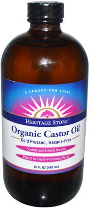 Organic Castor Oil, 16 fl oz (480 ml) by Heritage Stores, 健康，皮膚，蓖麻油 HK 香港