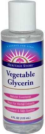 Vegetable Glycerin, 4 fl oz (120 ml) by Heritage Stores, 美容，面部護理，甘油蔬菜，皮膚 HK 香港