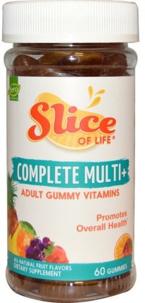 Slice of Life, Multi +, Adult Gummy Vitamins, 60 Gummies by Hero Nutritional Products, 維生素，多種維生素，多種維生素 HK 香港