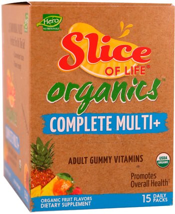 Slice of Life, Organics, Complete Multi+, Adult Gummy Vitamins, Organic Fruit Flavors, 15 Daily Packs, 2 Gummies Each by Hero Nutritional Products, 維生素，補品 HK 香港