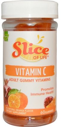 Slice of Life, Vitamin C, Adult Gummy Vitamins, Orange, 60 Gummies by Hero Nutritional Products, 維生素，維生素C，維生素C咀嚼片，維生素C gummies HK 香港
