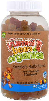 Yummi Bears Organics, Complete Multi-Vitamin, 180 Gummy Bears by Hero Nutritional Products, 維生素，多種維生素，兒童多種維生素，兒童健康，兒童補品 HK 香港