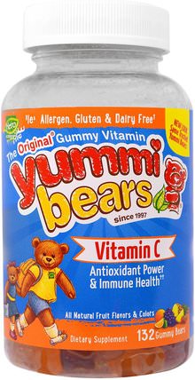 Yummi Bears, Vitamin C, 132 Gummy Bears by Hero Nutritional Products, 兒童健康，補充兒童，維生素C，維生素C gummies HK 香港