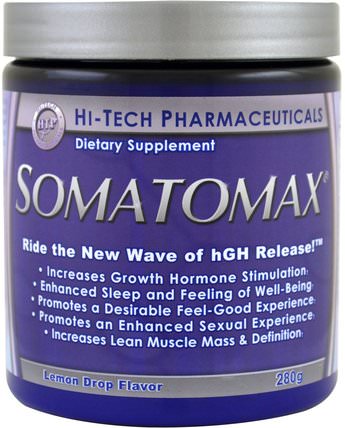 Somotomax, hGH Release, Lemon Drop Flavor, 280 g by Hi Tech Pharmaceuticals, 補充劑，合成代謝補品，抗衰老 HK 香港