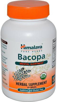 Bacopa, 60 Caplets by Himalaya Herbal Healthcare, 健康，注意力缺陷障礙，添加，adhd，腦，記憶，草藥，bacopa（brahmi） HK 香港