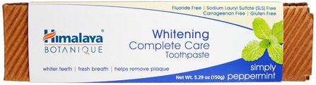 Botanique, Whitening Complete Care Toothpaste, Simply Peppermint, 5.29 oz (150 g) by Himalaya Herbal Healthcare, 洗澡，美容，牙膏 HK 香港