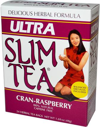 Ultra Slim Tea, Cran-Raspberry, Caffeine Free, 24 Herbal Tea Bags, 1.69 oz (48 g) by Hobe Labs, 健康，飲食，食物，涼茶 HK 香港