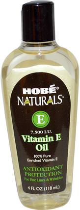 Vitamin E Oil, 7.500 IU, 4 fl oz (118 ml) by Hobe Labs, 健康，皮膚，維生素E油霜，按摩油 HK 香港