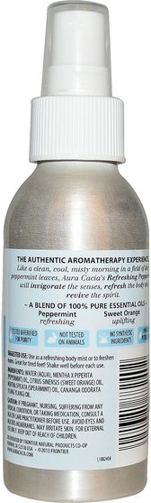 家，空氣清新劑除臭劑，沐浴，身體護理 - Aura Cacia, Room & Body Mist, Refreshing Peppermint, 4 fl oz (118 ml)