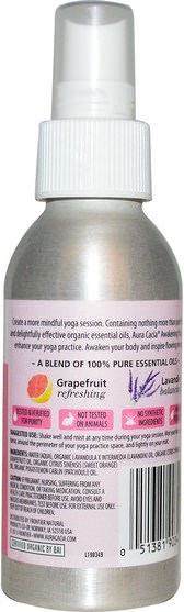 家用，空氣清新劑除臭劑，浴液，香水噴霧劑 - Aura Cacia, Yoga Mist, Organic Awakening, Grapefruit & Lavandin, 4 fl oz (118 ml)