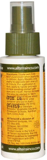 家居，蟲子和驅蟲劑，嬰兒及兒童產品 - All Terrain, Kids Herbal Armor, Natural Insect Repellent, Deet-Free Pump Spray, 2.0 fl oz (60 ml)