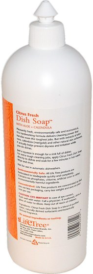 家庭，洗碗，洗碗皂 - Life Tree, Dish Soap, Citrus Fresh, 32 oz (946 ml)