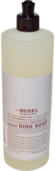 家庭，洗碗，洗碗皂 - Mrs. Meyers Clean Day, Liquid Dish Soap, Lavender Scent, 16 fl oz (473 ml)