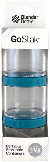 家，廚具 - GoStak, Portable Stackable Containers, Teal, 3 Pack, 100 cc Each