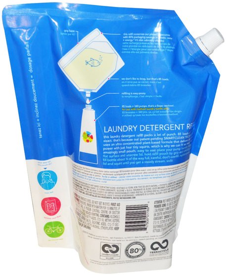 家裡，洗衣粉 - Method, Laundry Detergent Refill, 85 Loads, Fresh Air, 34 fl oz (1020 ml)