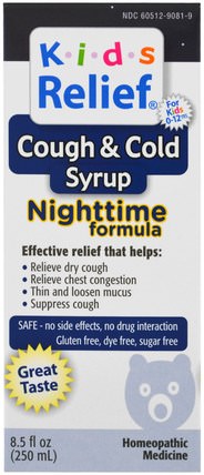 Kids Relief, Cough & Cold, Nighttime Formula, 8.5 fl oz (250 ml) by Homeolab USA, 補品，順勢療法咳嗽感冒和流感 HK 香港