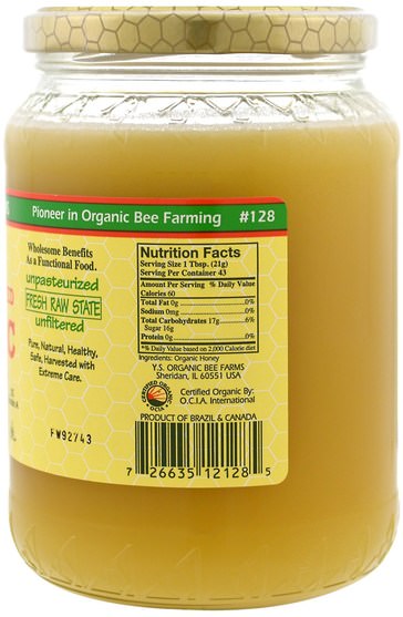 健康 - Y.S. Eco Bee Farms, 100% Certified Organic Raw Honey, 2.0 lbs (907 g)