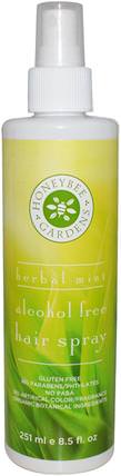 Alcohol Free Hair Spray, Herbal Mint, 8.5 fl oz (251 ml) by Honeybee Gardens, 洗澡，美容，頭髮，頭皮，自然髮膠 HK 香港