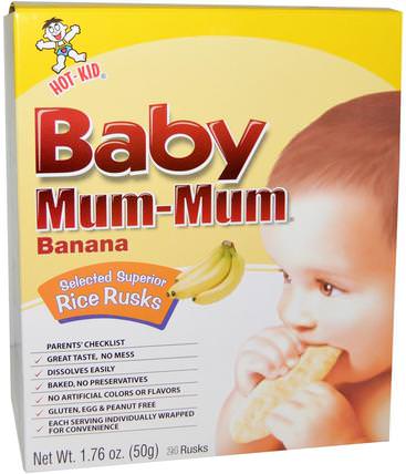 Baby Mum-Mum, Selected Superior Rice Rusks, Banana, 24 Rusks, 1.76 oz (50 g) by Hot Kid, 兒童健康，嬰兒餵養，嬰兒零食和手指食品，出牙餅乾餅乾，兒童食品 HK 香港