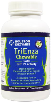 TriEnza Chewable, with DPP IV Activity, 180 Chewable Tablets by Houston Enzymes, 補充劑，消化酶 HK 香港