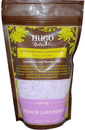 Effervescent Bath Salts, French Lavender, 14 oz (397 g) by Hugo Naturals, 洗澡，美容，浴鹽 HK 香港