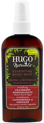 Essential Body Mist, Cranberry Pomegranate, 4 fl oz (118 ml) by Hugo Naturals, 沐浴，美容，禮品套裝，香水噴霧 HK 香港