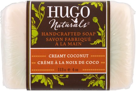 Handcrafted Soap, Creamy Coconut, 4 oz (113 g) by Hugo Naturals, 洗澡，美容，肥皂 HK 香港