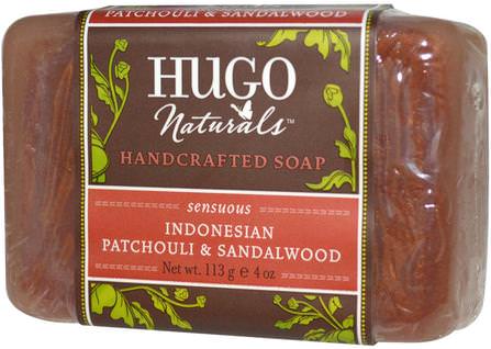 Handcrafted Soap, Indonesian Patchouli & Sandalwood, 4 oz (113 g) by Hugo Naturals, 洗澡，美容，肥皂 HK 香港
