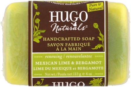 Handcrafted Soap, Mexican Lime & Bergamot, 4 oz (113 g) by Hugo Naturals, 洗澡，美容，肥皂 HK 香港