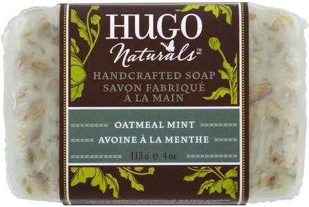 Handcrafted Soap, Oatmeal Mint, 4 oz (113 g) by Hugo Naturals, 洗澡，美容，肥皂 HK 香港