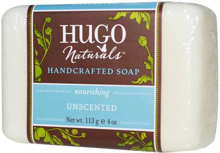 Handcrafted Soap, Unscented, 4 oz (113 g) by Hugo Naturals, 洗澡，美容，肥皂 HK 香港