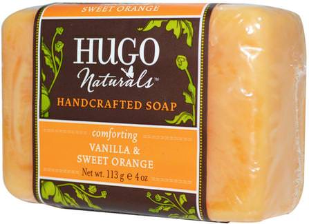 Handcrafted Soap, Vanilla & Sweet Orange, 4 oz (113 g) by Hugo Naturals, 洗澡，美容，肥皂 HK 香港