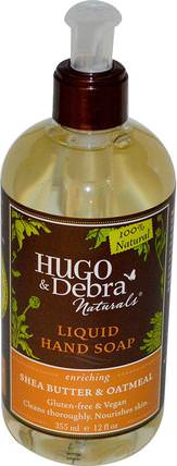 Liquid Hand Soap, Shea Butter & Oatmeal, 12 fl oz (355 ml) by Hugo Naturals, 洗澡，美容，肥皂 HK 香港