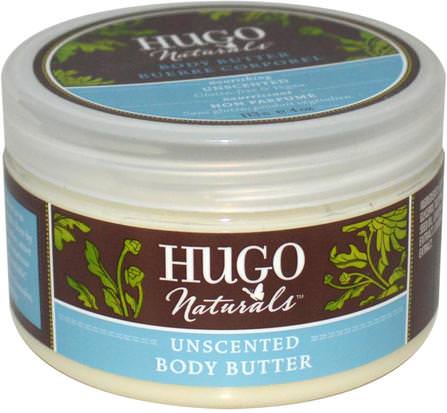 Unscented Body Butter, 4 oz (113 g) by Hugo Naturals, 健康，皮膚，身體黃油，沐浴，美容，乳木果油 HK 香港