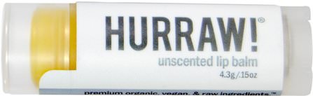 Lip Balm, Unscented.15 oz (4.3 g) by Hurraw! Balm, 洗澡，美容，唇部護理，唇膏 HK 香港