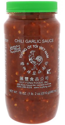 18 oz (510 g) by Huy Fong Foods Chili Garlic Sauce, 食品，調味品和調味品，辣醬 HK 香港
