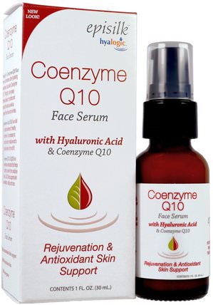 Coenzyme Q10 Face Serum, 1 fl oz (30 ml) by Hyalogic Episilk, 健康，皮膚精華，美容，透明質酸皮膚 HK 香港