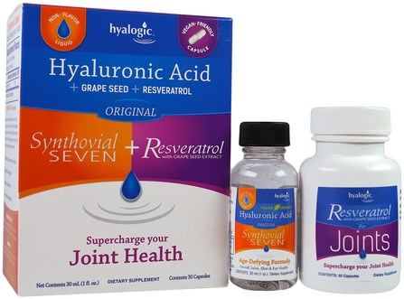 Synthovial Seven + Resveratrol, 1 Kit by Hyalogic Hyaluronic Acid, 補充劑，白藜蘆醇，抗衰老 HK 香港