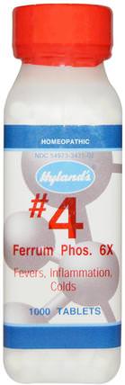 #4 Ferrum Phos. 6X, 1000 Tablets by Hylands, 健康，炎症，感冒流感和病毒，感冒和流感 HK 香港